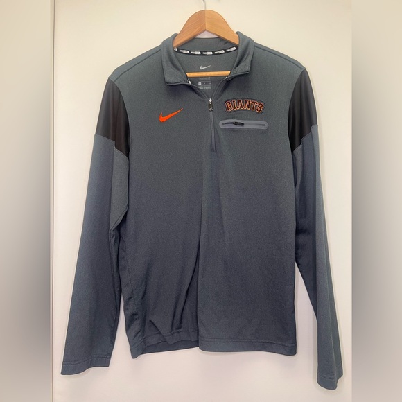 Nike SF Giants Quarter Zip Pullover Gray Orange S MLB Baseball Athletic Top - Picture 2 of 10